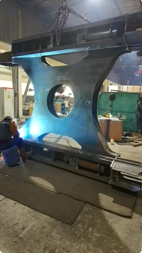 Focus on Quality Manufacturing: Welding of Excavator Boom Components in Progress
