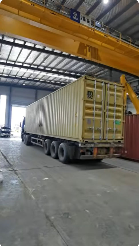 Fully Loaded Shipping Container Departs Factory for Overseas Excavator Delivery